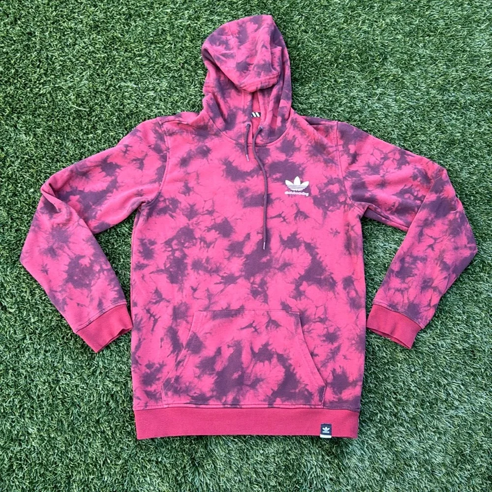 Adidas Skateboarding Men's Red Tie Dye Hoodie Sweatshirt Size Small - Picture 1 of 13